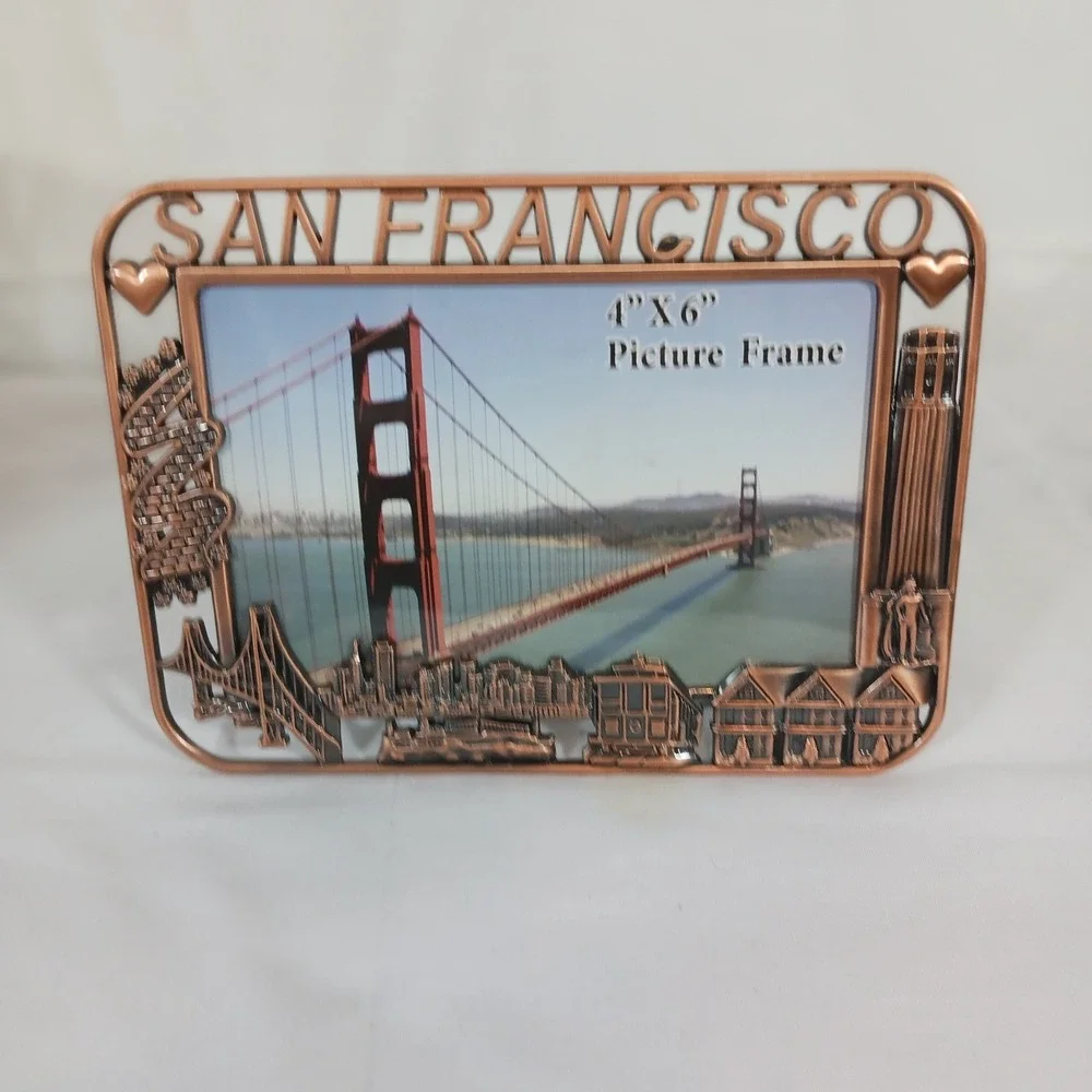 San Francisco Picture Frame 4x6 Copper Excellent Skyline Souvenir Metal